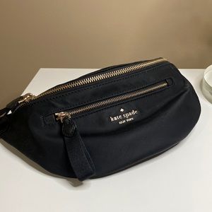 Kate Spade Black Nylon Bum Bag Fanny Pack with Gold Accents